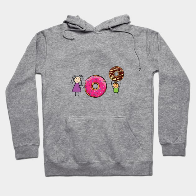 funny girl and boy playing with doughnuts Hoodie by wordspotrayal